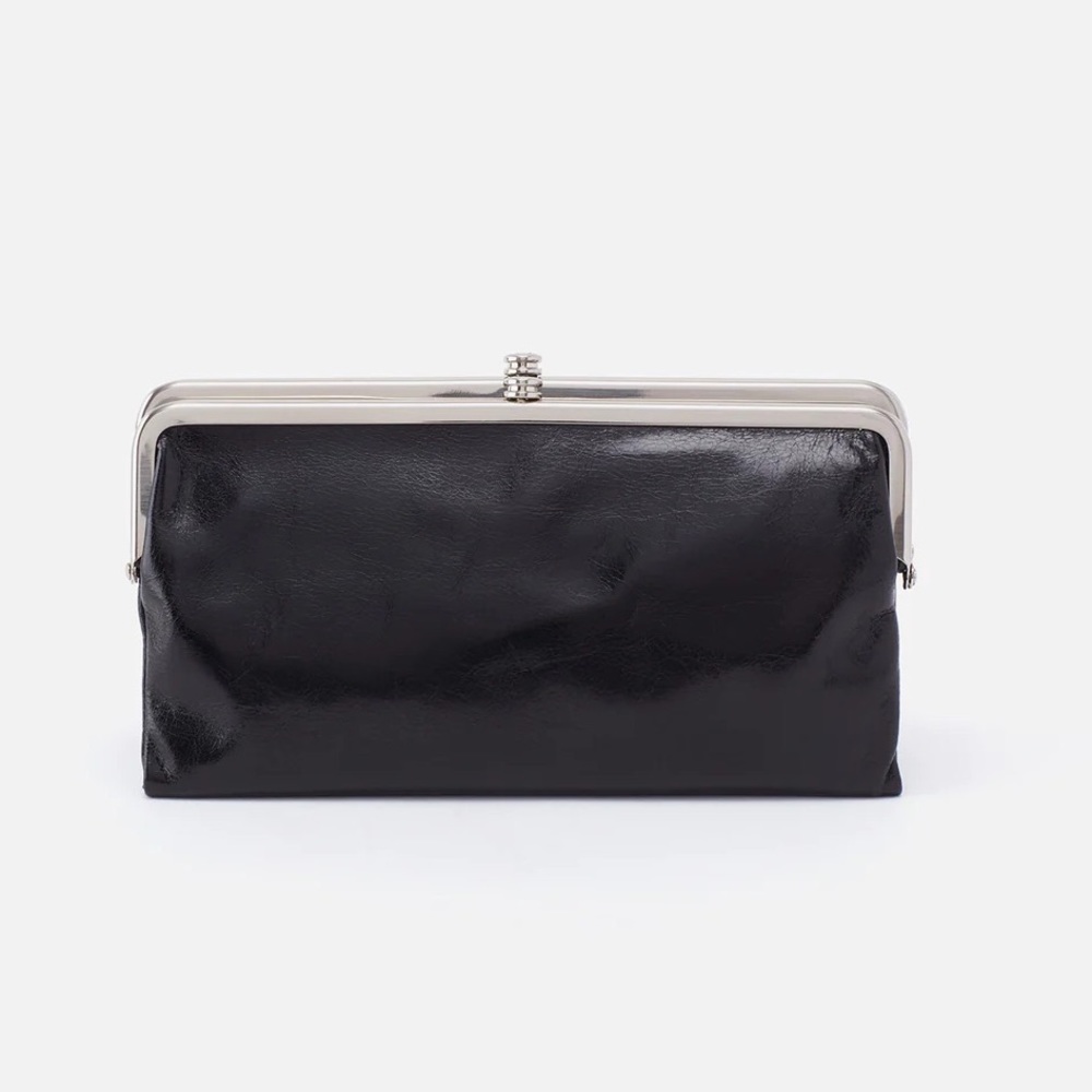 Hobo Vintage-inspired Black Leather Clutch Wallet Bag With Chain Strap